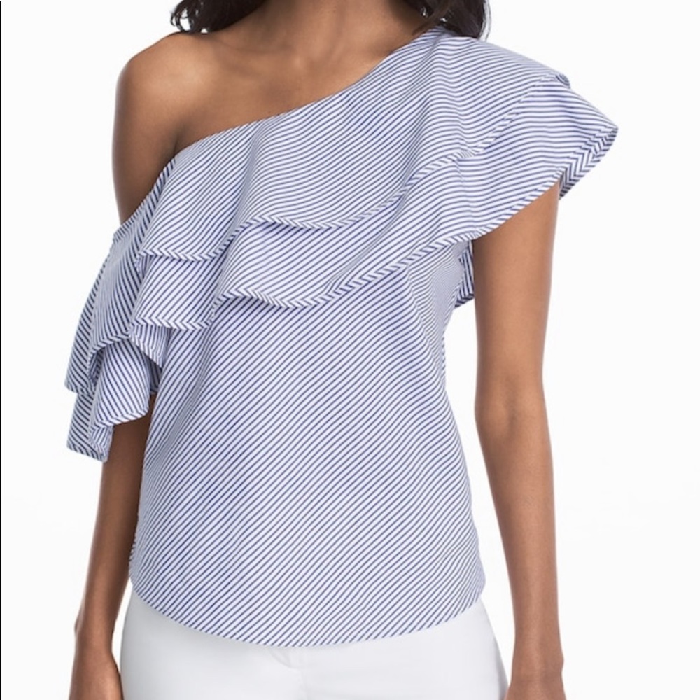 WHBM Women’s One-shoulder Striped Blouse Size 14
